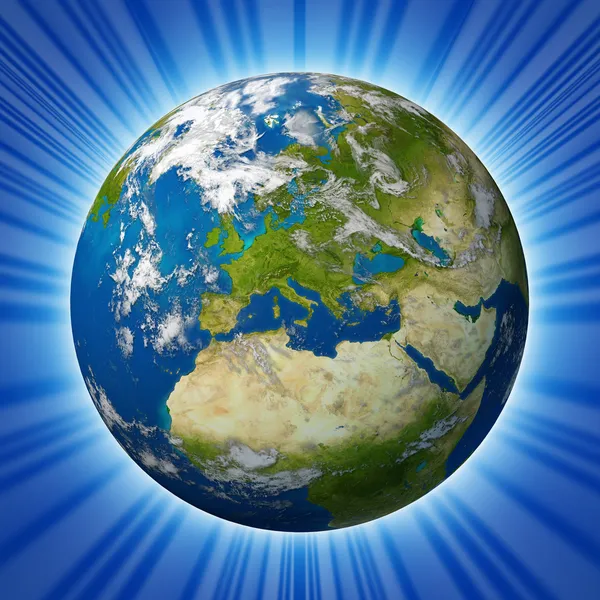 Planeta Tierra con Europa Brillante — Foto de Stock