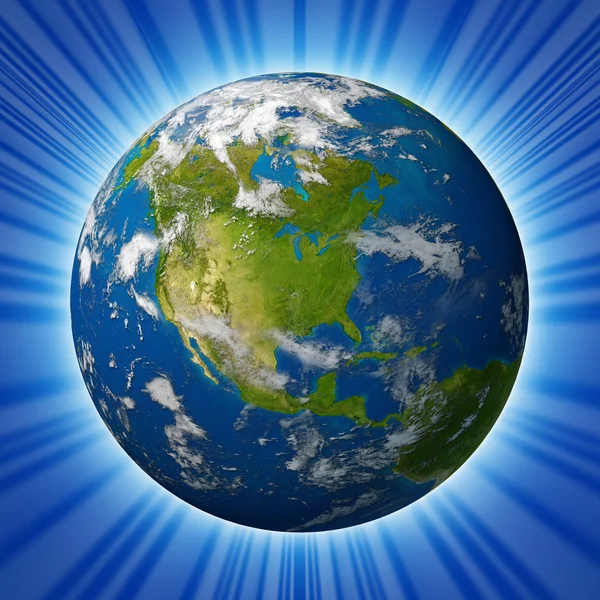 Planeta Terra Brilhando Com a América do Norte — Fotografia de Stock