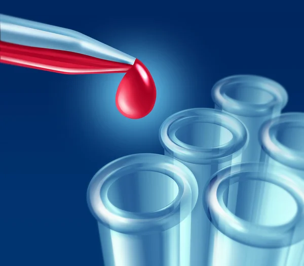 테스트 튜브와 빨간 물방울 — 스톡 사진