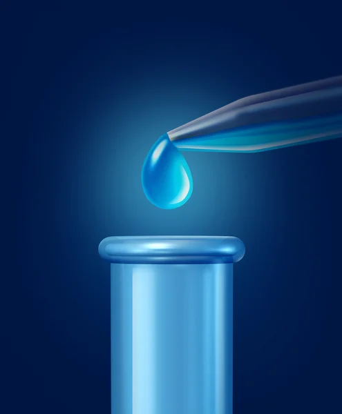 Droplet och blå provrör — Stockfoto