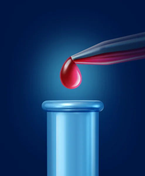 Test tüpü ile kırmızı damla — Stok fotoğraf