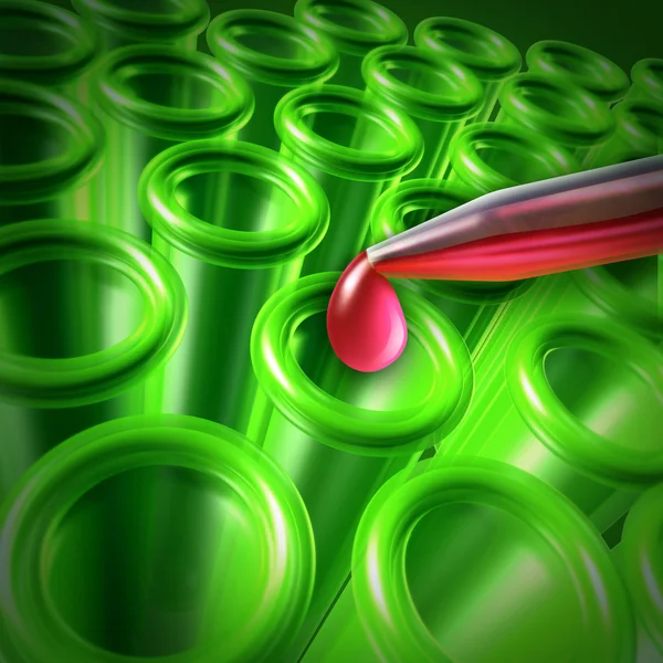 Test buizen met een rode droplet — Stockfoto