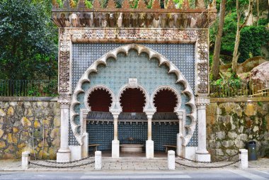 Water spring with arabic architecture and azulejo, Sintra clipart