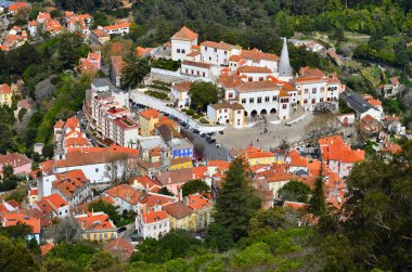 Havadan görünümü sintra ve Ulusal Sarayı. Portekiz