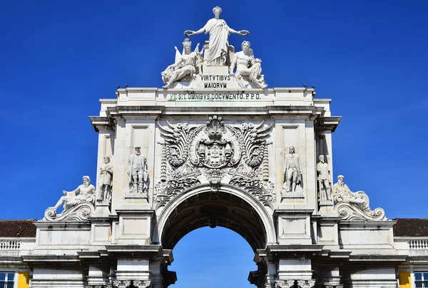 O arco de Augusta Rua em Lisboa, Portugal — Fotografia de Stock