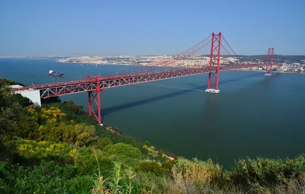 stock image 25 de Abril Bridge in Lisbon, Portugal