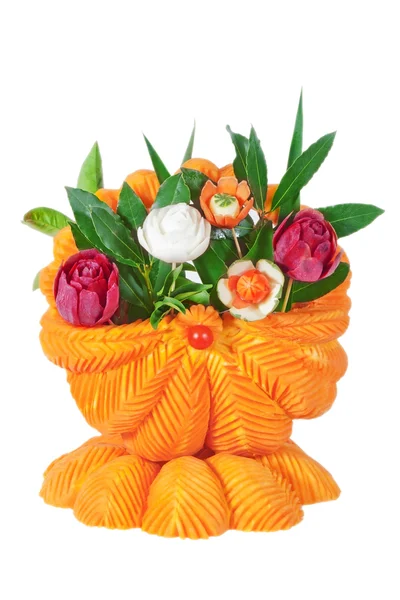 stock image A basket of vegetables, carved vegetables. On a white background