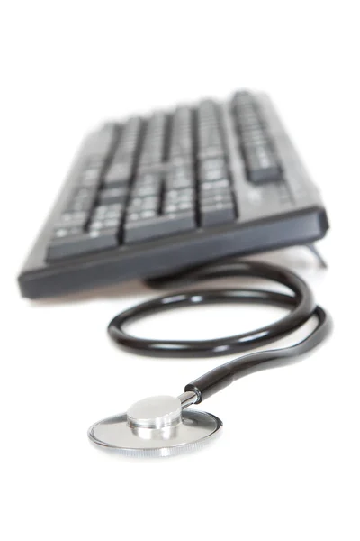 Hulpmiddel een programmeur, toetsenbord. op een witte achtergrond. — Stockfoto