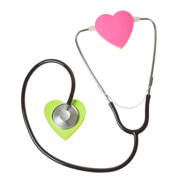 Il concetto di cuore e lo stetoscopio. su un bianco backgro — Foto Stock