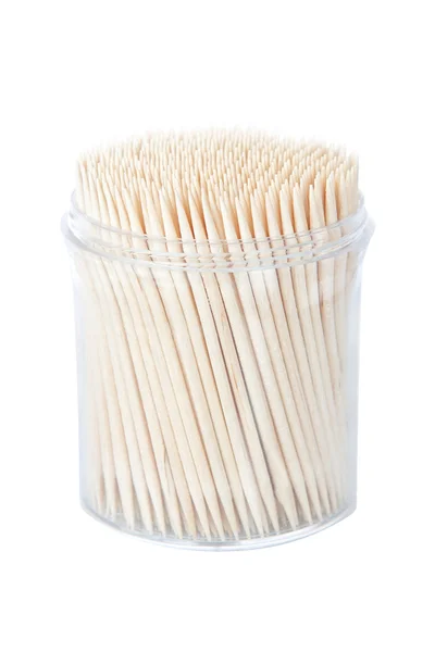 Embalaje de palillos de dientes nuevos. sobre un fondo blanco. —  Fotos de Stock