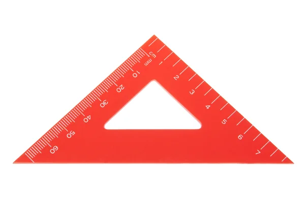 Triangle protractor closeup. On a white background. — Stock Photo, Image