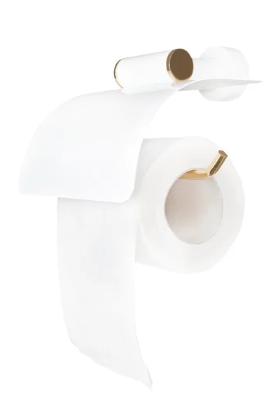 Toaletní papír na stojan. na bílém pozadí. — Stock fotografie