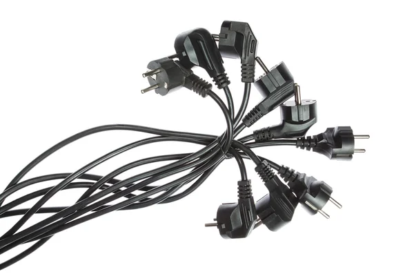 stock image The group of cables with plugs. On a white background, closeup.