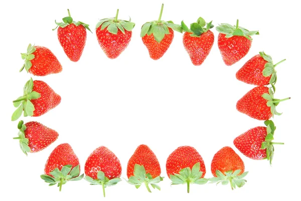 Frame of fresh red strawberries. On a white background. — Stock Photo, Image