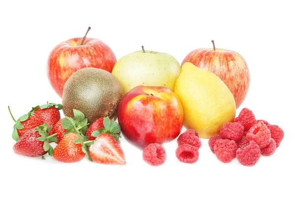 The group of tropical fruit vitamins.Peach, apple, strawberry, r — Stock Photo, Image