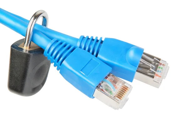 A hálózati kábel zár. fehér alapon. — Stock Fotó