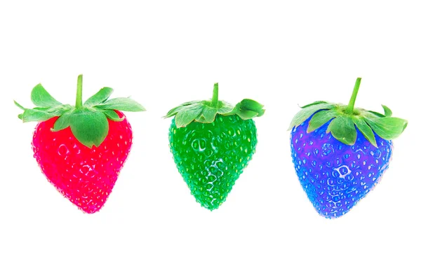 Three different colors of strawberries. Creative, concept. — Stock Photo, Image
