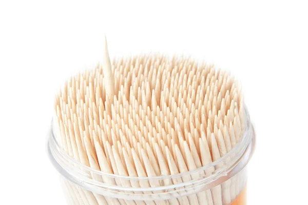 A set of wooden toothpicks, an isolated. On a white background. — Stock Photo, Image