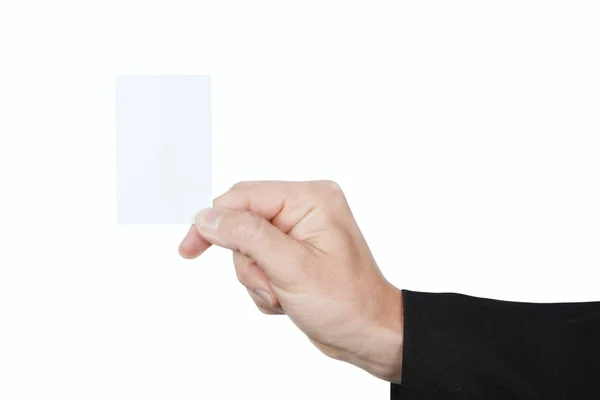 Um cartão em branco sobre fundo branco closeup. — Fotografia de Stock
