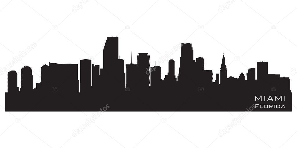 Miami, Florida skyline . Detailed vector silhouette
