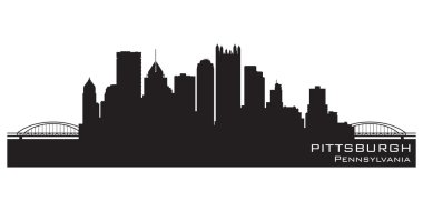 Pittsburgh, Pennsylvania skyline. Detailed vector silhouette clipart
