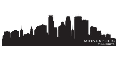 Minneapolis, Minnesota skyline. Detailed vector silhouette clipart