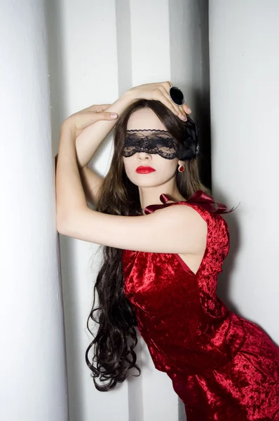 Ritratto signora in abito rosso — Foto Stock