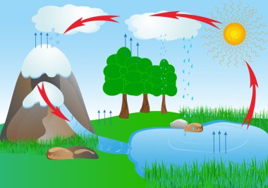 Cycle water in nature environment. oxygen clipart