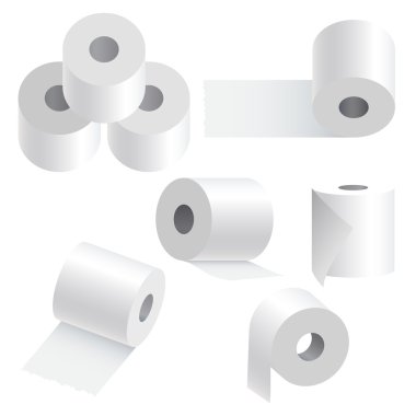 Toilet paper set on white background. clipart