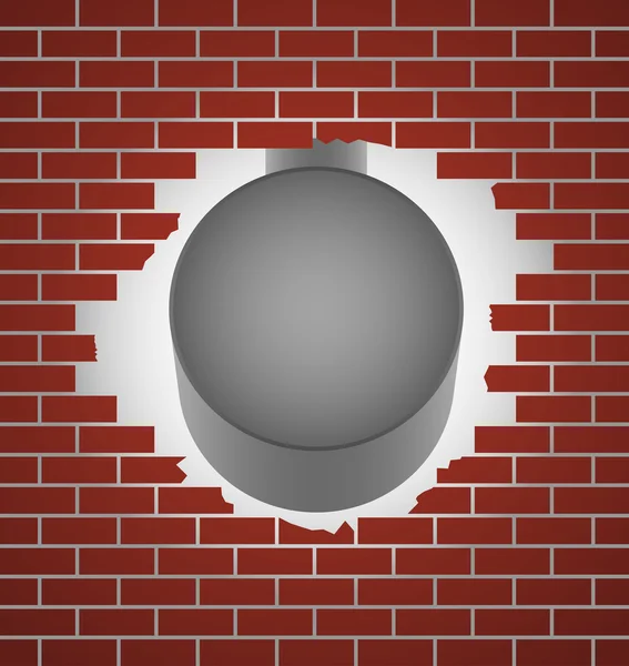 Marteau en acier avec mur de briques . — Image vectorielle