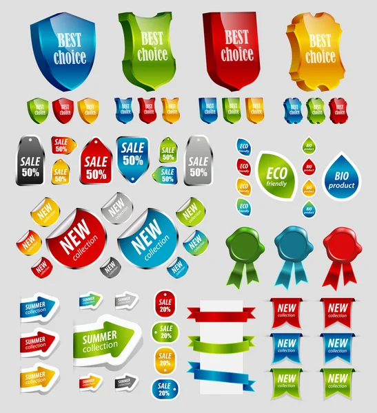 Éléments de design : étiquettes, autocollants, rubans et autres . — Image vectorielle