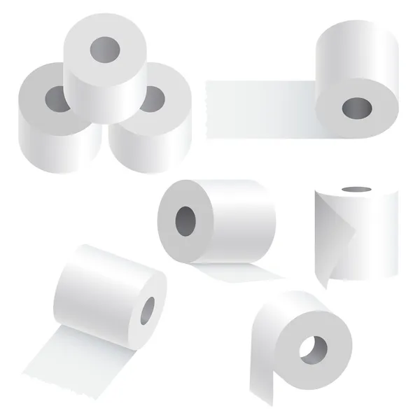 Set de papel higiénico sobre fondo blanco . — Vector de stock