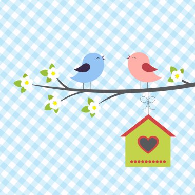 Birds sings in springtime clipart