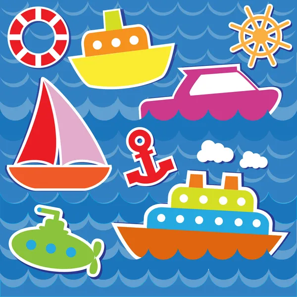 Zeevervoer stickers — Stockvector