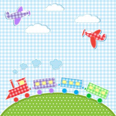 Aircrafts and train clipart