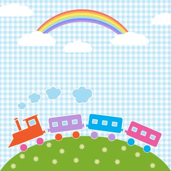 Train and rainbow — Stock Vector