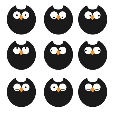 Vector set of icons owls clipart