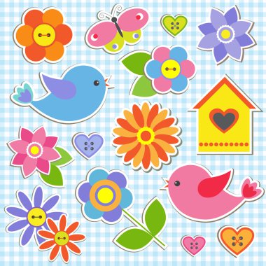 Birds and flowers clipart