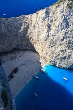 Zakynthos, Yunanistan 'daki Navagio plajı.