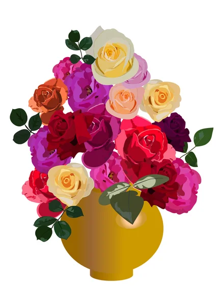 Vase mit Rosen — Stockvektor