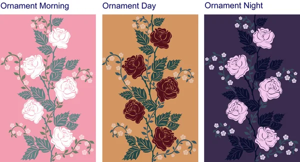 Adorno romántico con rosas. Tres variantes — Archivo Imágenes Vectoriales