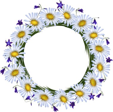 Chamomile and hand-bell. Flower frame or chaplet clipart