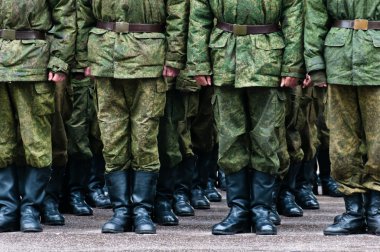 Soldiers stand in formation legs only clipart