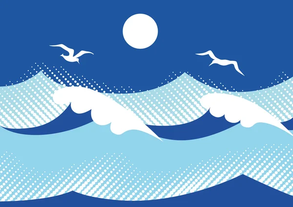 Paysage marin avec tempête — Image vectorielle
