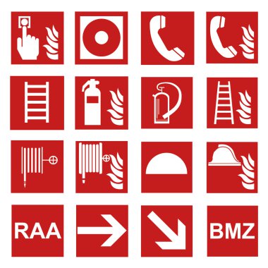 Fire safety sign fire fire warning sign set clipart