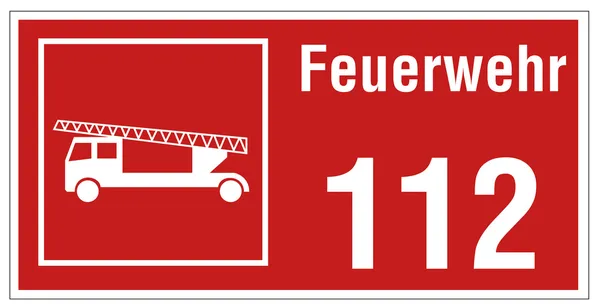 火災安全標識を火災消防車の警告サイン — ストックベクタ