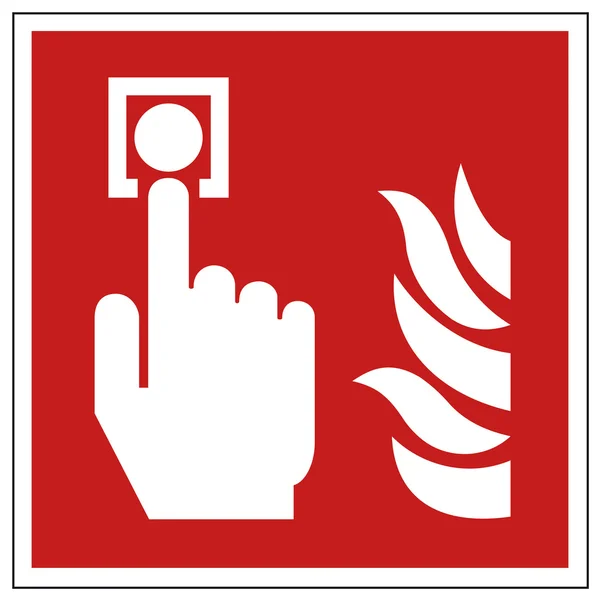 Fire safety sign fire hand alarm detectors warning sign — Stock Vector