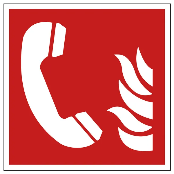 Znak bezpieczeństwa ogień ogień znak ostrzegawczy telefon — Wektor stockowy
