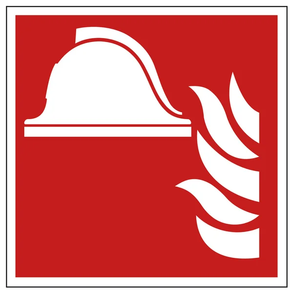 Znak bezpieczeństwa pożarowego kask znak ostrzegawczy — Wektor stockowy