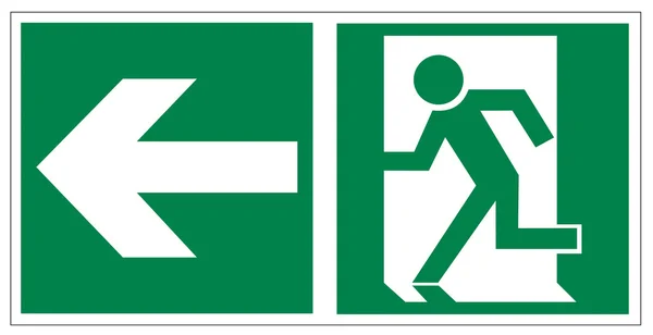 Ratowanie znaki ikonę wyjścia ewakuacyjne strzałka — Wektor stockowy